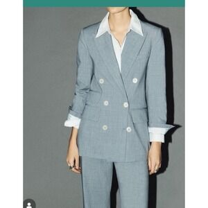 Mayson the Label Blazer Womens Grey Excellent Double Breasted Peak Lapel